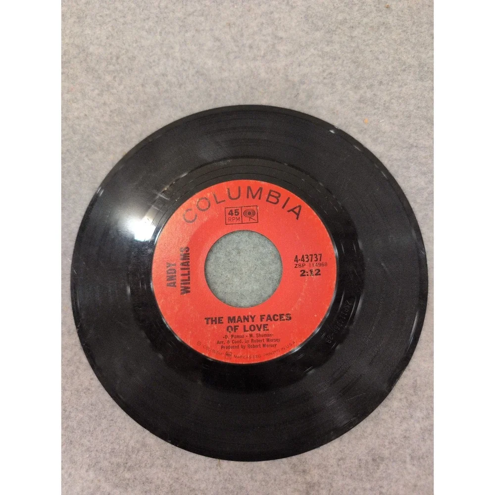 Andy Williams The Many Faces of Love In the Arms of Love 45 RPM Columbia 4-43737 - Picture 3 of 3